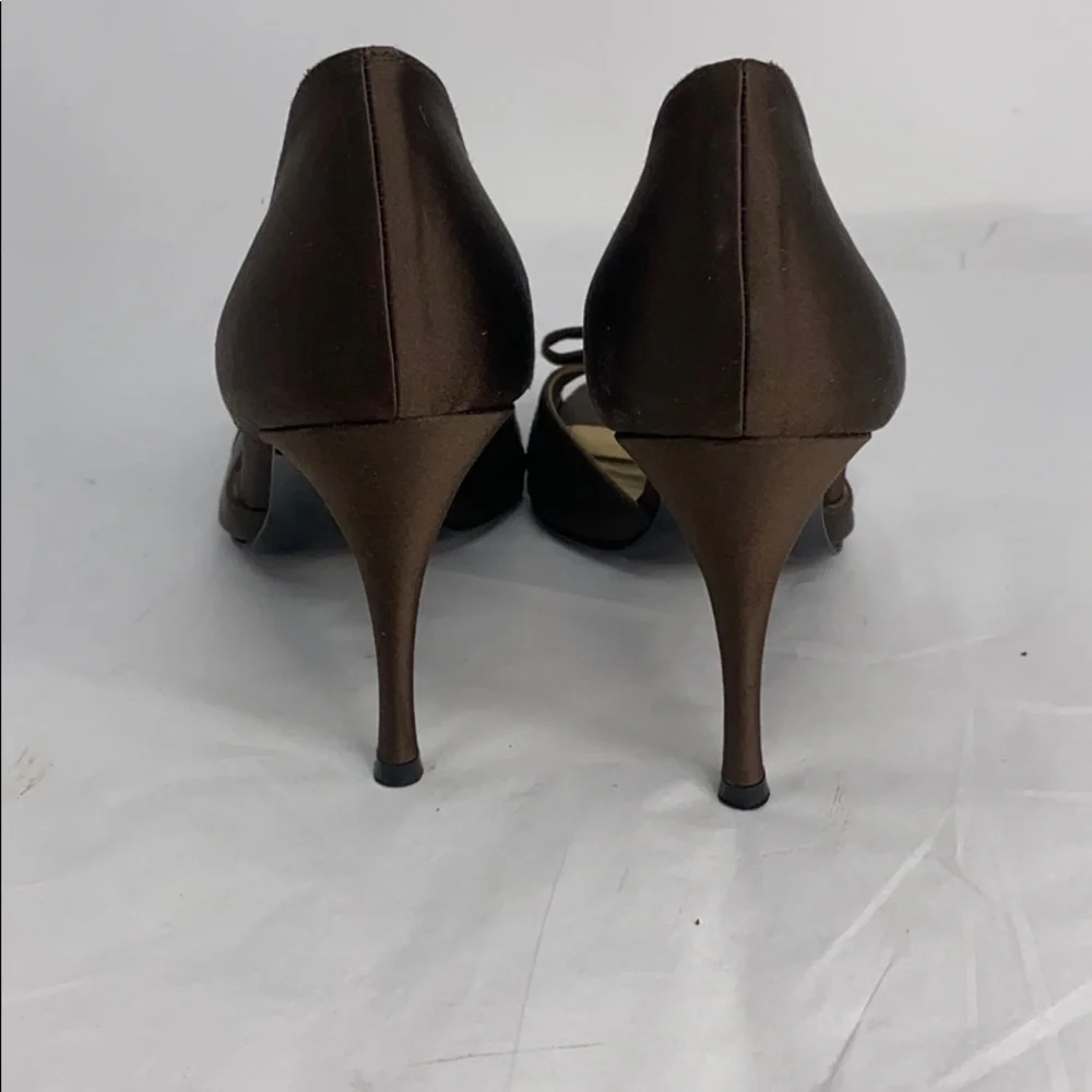 Stuart Weitzman Sz 8.5M D'Orsay Brown Satin Heels